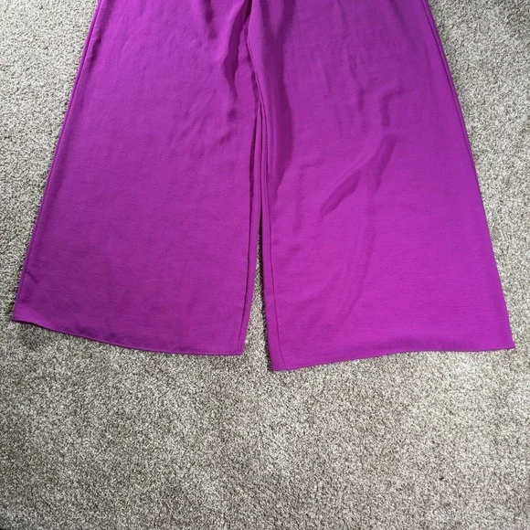 ZARA Women's Wide Leg High Rise Palazzo Pink Trousers Size XL - Picture 8 of 11